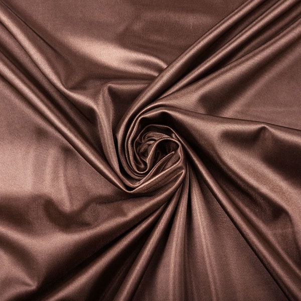 Dark Chocolate Silk Charmeuse Fabric,Stretch Fabric by Yard,Silk brown fabric for Gowns,Bridesmaids,Silk fabric for dresses|PREMIUM QUALITY!