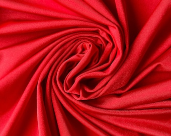 Red Nylon Spandex Milliskin, Red 4 Way Stretch Fabric for Gown, Shiny Nylon for Activewear, Sportswear, Dancewear, Red Lycra Spandex Fabric