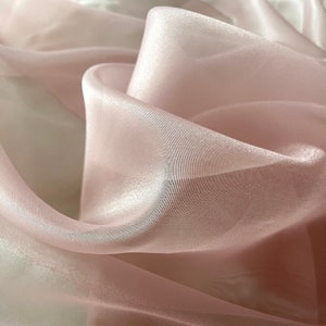 Dusty Rose Sheer Organza Fabric by the Yard, Blush Pink Sheer Organza See Through Fabric for ...