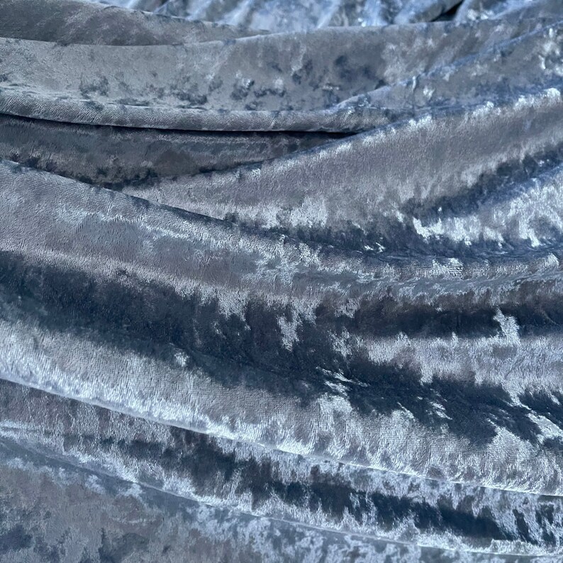 Silver Crushed Velvet Fabric by The Yard, 4-way Stretch Velvet, Polyester Spandex Stretch Wrinkled Velvet for Dresses, Costumes, Shawl image 3