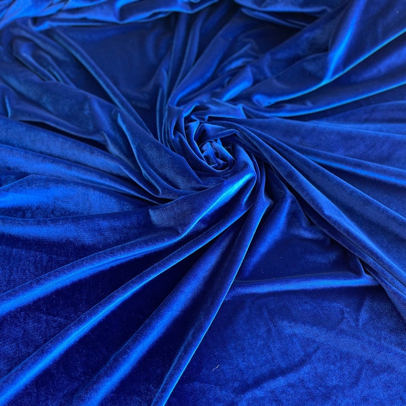 Velvetfabric by the yardRoyal Blue4-way stretch fabric Blue Velvet for SewingGowns,Dresses,Costumes,DecorationsSold by yardSpandex image 5
