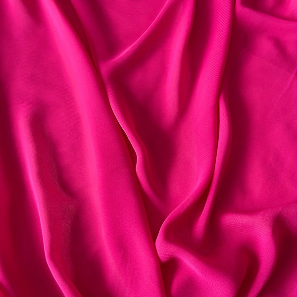 Hot Pink Chiffon by Yard, Transparent Soft Fabric, Light Weight Material for Dresses, Drape Fabric for Gowns, Decor Fabric