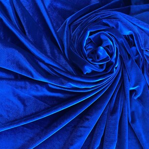 Velvetfabric by the yardRoyal Blue4-way stretch fabric Blue Velvet for SewingGowns,Dresses,Costumes,DecorationsSold by yardSpandex image 2