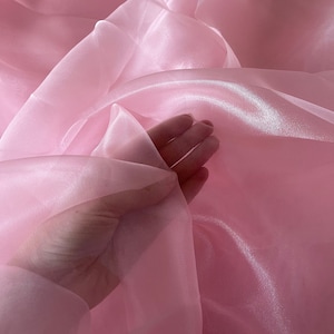 Blush Pink Organza Sheer Fabric by Yard Crystal Organza Pink Material for Apparel, Baby Shower Pink Fabric, Tule Pink Fabric for Dress, Gown