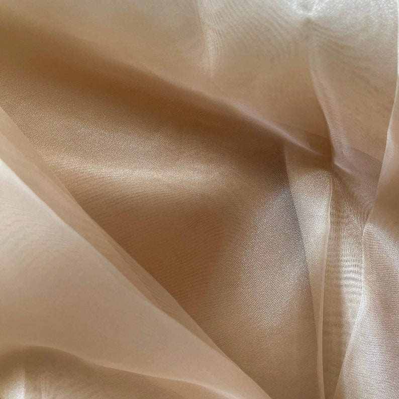 Champagne Sheer Organza Fabric by the Yard, Champagne Oganza See Through Fabric for Wedding Gowns, Apparel and Decor imagem 4