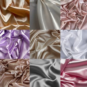 Silk Stretch Charmeuse Fabric, Bridal Soft Silk Fabric in Pastel Colors, Satin for Dresses, Shiny Silk for Apparel, Luxurious Silk