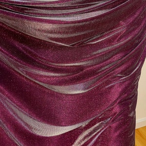 Fuchsia Glitter Fabric by the yard, Shimmer Glitter Spandex Fabric, Iridescent Metallic Sparkly Glitter Lurex on Nylon Fabric