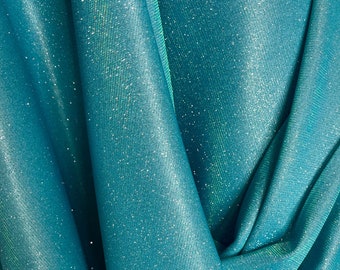 Turquoise Stretch Lurex Glitter Fabric, Shimmer Fabric for Gown, Tiffany Blue Stretch Glitter Fabric for Backdrop, Decor