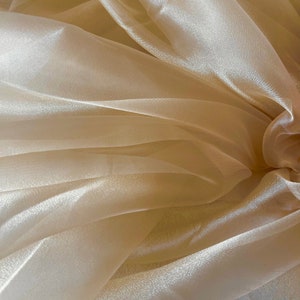 Champagne Sheer Organza Fabric by the Yard, Champagne Oganza See Through Fabric for Wedding Gowns, Apparel and Decor image 9