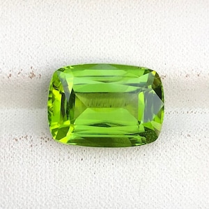 Top Apple Green Peridot Loose Gemstone, Genuine Natural Gemstone For Jewellery Making, Faceted Cushion Cut, Green Peridot Ring, 8.20 Carat