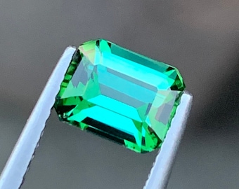 Emerald Cut Blue Green Tourmaline Gemstone: 1.70 Carat, Afghanistan