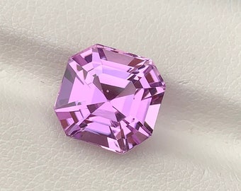 Rosa Kunzit Edelstein: 6.65 Karat Asscher Schliff, September Geburtsstein