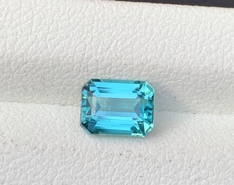 Emerald Cut Bluish Tourmaline Gemstone: Afghani Jewelry Stone, 1.25 Carat