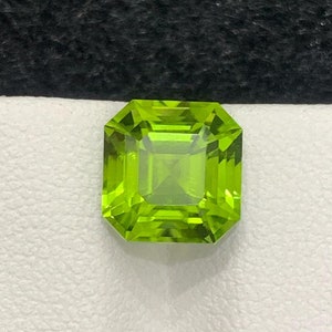 Apple Green Peridot Gemstone, Natural Peridot Cut Stone, Sparkling Apple Green Color, Asscher Cut, Eye Clean, Peridot Jewelry, 4.10 Carat