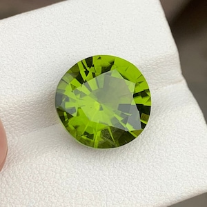 Top Apple Green Peridot Loose Gemstone, Natural Olivine Green Peridot Gemstone, Round Cut For Ring, Peridot Jewellery, 8.55 Carat