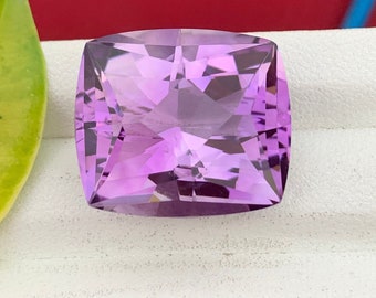 Lavender Amethyst Gemstone: 27.60 Carat Faceted Cushion Cut Loose Stone