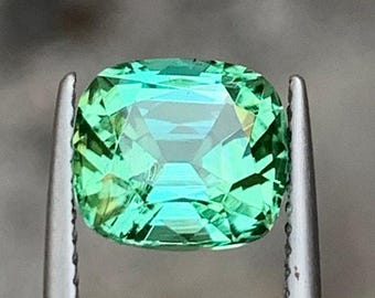 Natural Bluish Green Tourmaline Gemstone: Cushion Cut, 2.83 CT