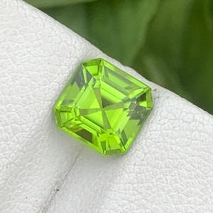 Natural Apple Green Peridot Gemstone, Asscher Cut Sparkling Peridot, Eye Clean Peridot for Jewelry Making, Sapat Valley Peridot, 2.25 Carat