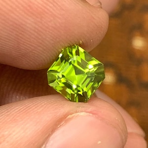 Apple Green Peridot Gemstone, Natural Peridot Cut Stone, Sparkling Apple Green Color, Asscher Cut, Eye Clean, Peridot Jewelry, 1.85 Carat