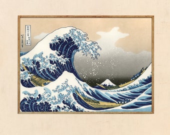 The Great Wave off Kanagawa or Under the Wave off Kanagawa, Katsushika Hokusai , Vintage Japanese Art Reproduction, Japanese Art Print A4 A3