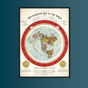 1892 Flat Earth Map Alexander Gleason's New Standard Map of the