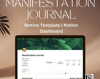 Digital Manifestation Journal, Notion Dashboard, Notion Template, Law of Attraction, Manifesting Dreams, Notion Planner, Gratitude Journal