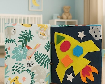 Spaceship Quiet Book, Montessori Soft Book, Felt Activity Book, Busy Toddler Book, Child Educational Book, Birthday Gift for Baby Girl/Boy