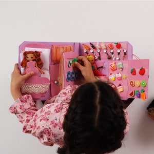 Unique Girls Toy, Dollhouse Quiet Book from Felt and Cotton, Montessori Activity Toy for Baby Toddler - Kids, Best Birthday Gift for Girls