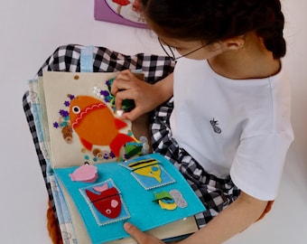 Make Your Own Quiet Book for Toddler, Busy Baby Book with Colors/Shapes, Felt Montessori Book for Fine Motor Skills, Activity Sensory Book