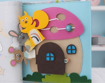 Finger Puppet-Apple Maggot-Puzzle-Eating Pizza-Laundry-Fruits-Vegetables Quiet Book, Felt-Activity-Busy-Sensory-Soft-Baby-Toddler-Child Book