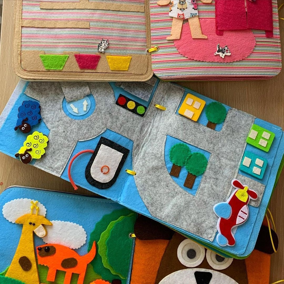 Busy Board Montessori In Feltro - Gioco Educativo Per Bambini 1-4 Anni