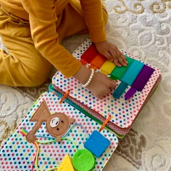 Libro tranquilo para bebés y niños pequeños, Libro de actividades, Libro Montessori de fieltro, Libro sensorial de actividades, Libro de peluche para bebés y niños pequeños, Libro de actividades para niños de 1 año, Tablero de actividades