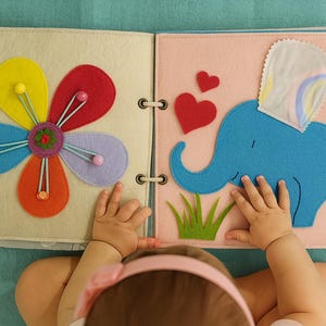 Quiet Montessori Buch für Kleinkinder, Filz Beschäftigungsbuch, Baby Sensorisches Spielzeug, Weiches Busy Board für Kinder, Einzigartiges Geburtstagsgeschenk für Jungen / Mädchen