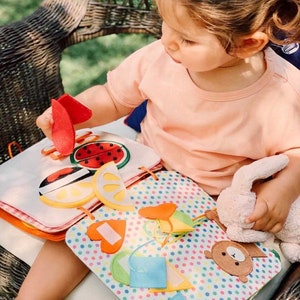 Premier livre calme, livre chargé, livre calme pour tout-petit, livre calme pour bébé de 1 an, livre d'activités sensorielles et Montessori en feutre, tableau de bord chargé de voyage