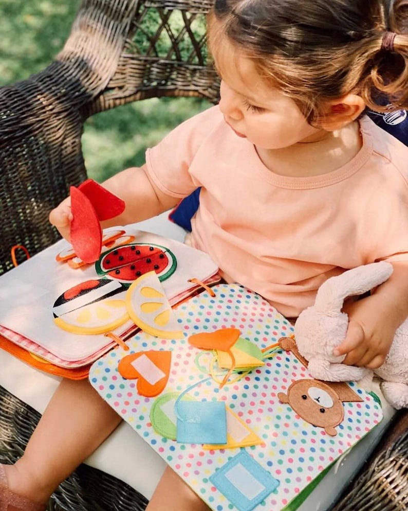 First Quiet Book, Busy Book, Toddler Quiet Book, Quiet Book for Baby 1 Year Old, Felt Montessori and Sensory Activity Book,Travel Busy Board image 1