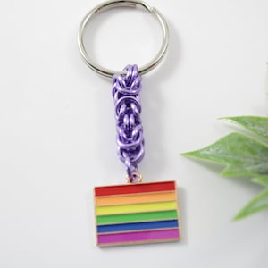 Purple Bizantine Pride Flag Keyring