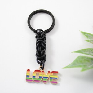 LOVE - Small Black Bizantine Keychain