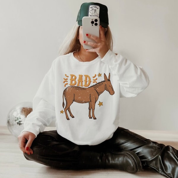 Chemise âne drôle, chemise western vintage, chemise sarcastique, t-shirts graphiques country, sweat-shirt western, chemise de ferme, t-shirt animaux drôle, mule