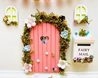 Deluxe Opening FAIRY DOOR with Glowing Windows, Ladder & Fairy Postbox + Fairy Door Key