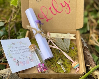 Tooth Fairy Letter gift box! Woodland Fairy Custom Tooth Fairy Kit includes: Personalised Fairy Letter, Fairy Dust, Fairy Wings, bottle