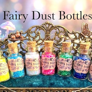 妖精の粉ボトル - ピクシーダストボトル - 歯の妖精からの完璧な贈り物、パーティーバッグの詰め物 - ミニガラス製妖精の粉グリッターボトル