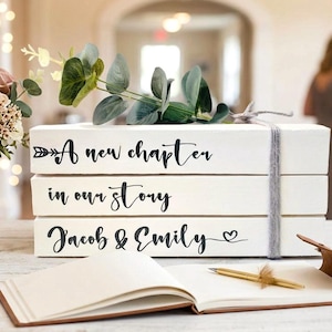 Personalised Wedding Book Stack- White Book Stack for Wedding Decor- perfect for Guest Tables or Gift Table- Custom decoration