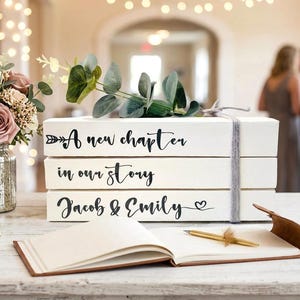 Personalised Wedding Book Stack- White Book Stack for Wedding Decor- perfect for Guest Tables or Gift Table- Custom decoration