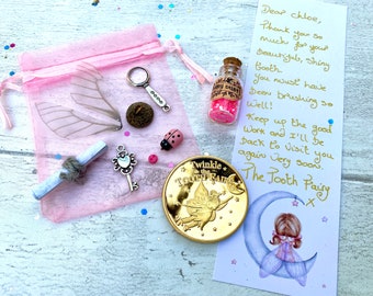 Tooth Fairy Kit With Tooth Fairy Gifts. PersonalIsed Tooth Fairy Letter. Tooth Fairy Set with Fairy Gold Coin, Fairy Dust (1st Tooth Fairy)