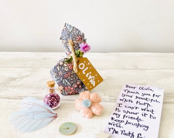 Tooth Fairy Letter & Tooth Fairy Gifts- Girl’s Tooth Fairy Kit (Fairy Dust), Tooth Fairy Note, Custom Tooth Fairy Set