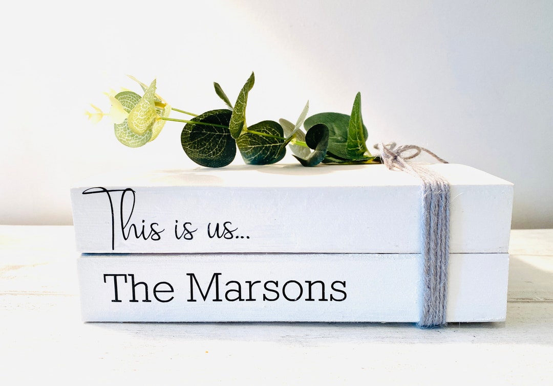 Personalised Hallway Ornament Decor Family Names Book Stack