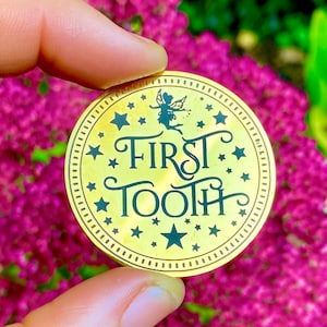 First Tooth Fairy Gold Coin with Letter and Tooth Fairy Gifts -First Milk Tooth Fairy Kit! Fairy Treasure Gold Coin First Tooth Girls & Boys