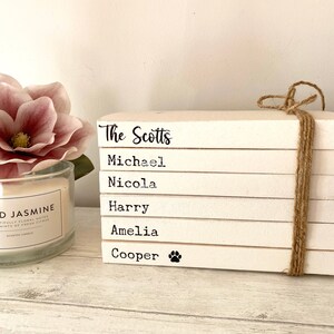 Personalised Family Names Book Stack Gift! Beautiful, Neutral Home ...