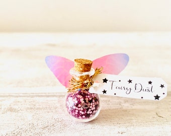 Fairy Dust Bottles with Fairy Wings perfect gift from the Tooth Fairy or Fairy Party Bag Fillers / Wedding Favours -mini Fairy Dust Bottles