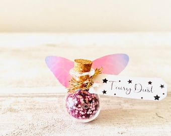 Fairy Dust Bottles with Fairy Wings perfect gift from the Tooth Fairy or Fairy Party Bag Fillers / Wedding Favours -mini Fairy Dust Bottles